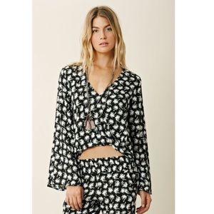 Blue Life Hayley Top in Retro Palm Print